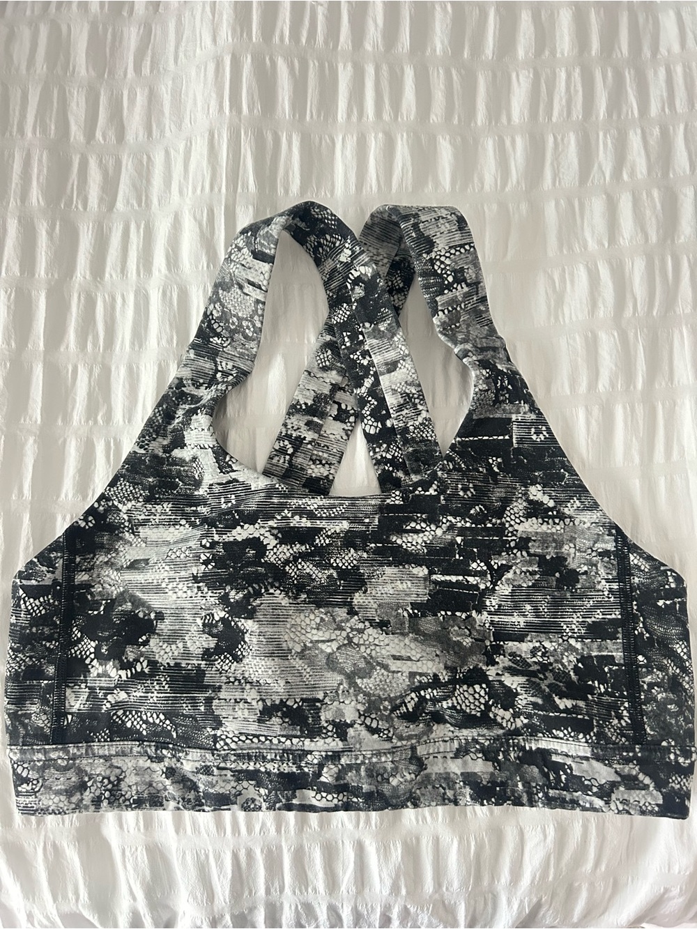 Black & White Patterned Sports Bra